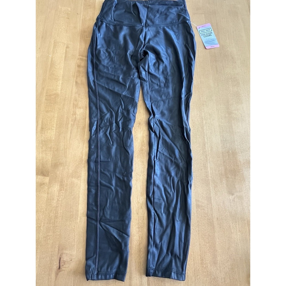 Spring + Mercer Women's Black Faux Leather Legging Size S Small NWT